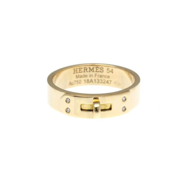 HERMES 18k Rose Gold Diamond Ring - Picture 1 of 9